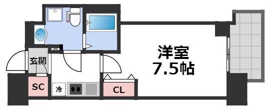 セレニテ谷九プリエ(1K/12階)の間取り写真
