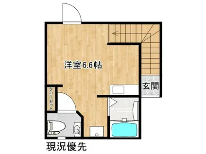カレント(ワンルーム/2階)の間取り写真