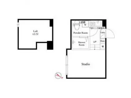 レジデンスY・M(ワンルーム/1階)の間取り写真