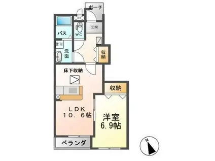 グレイスヴィラ(1LDK/1階)の間取り写真