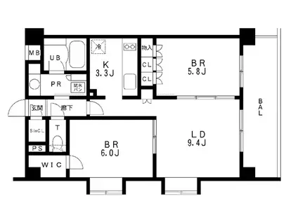 レジディア池袋ウエスト(2LDK/5階)の間取り写真