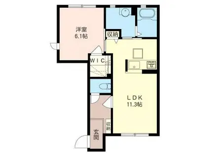 GREENFIELD・C(1LDK/1階)の間取り写真