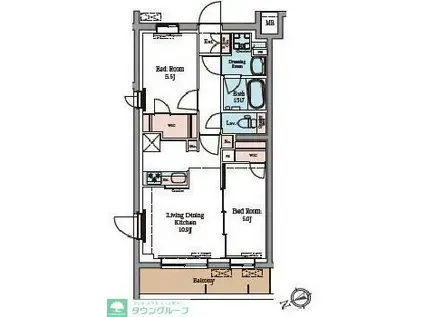 LUMINOUSつつじヶ丘(2LDK/2階)の間取り写真