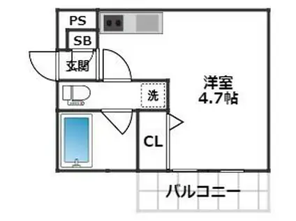 グランデュオ経堂VII(ワンルーム/3階)の間取り写真
