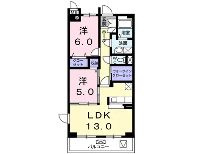アビタシオン(2LDK/1階)の間取り写真