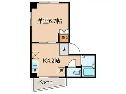 BRハイツ(1K/3階)の間取り写真