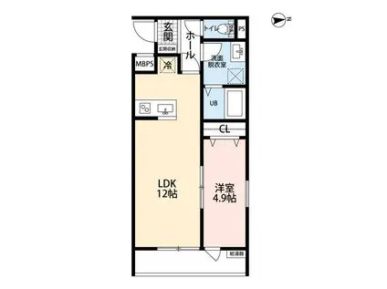 リーブルファイン谷在家(1LDK/3階)の間取り写真