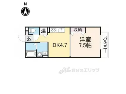 FELICE B棟(1DK/1階)の間取り写真