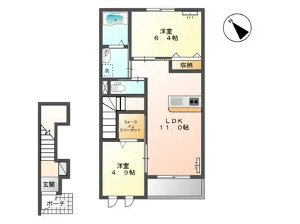 サンライズ(2LDK/2階)の間取り写真
