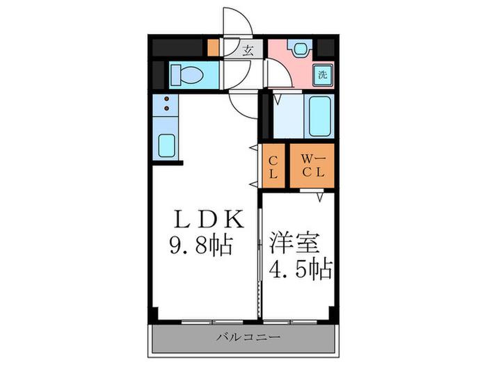 アンプルールフェール樹(1LDK/2階)の間取り写真
