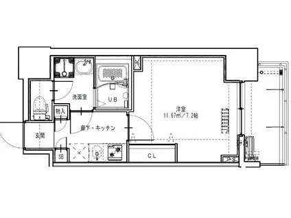 ファーストフィオーレ九条III(1K/12階)の間取り写真