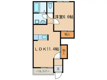 メルベーユライフ(1LDK/1階)の間取り写真