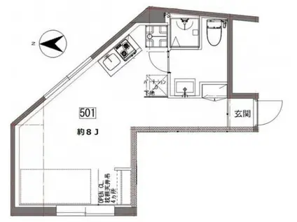 PIER YOYOGI 5|ピアヨヨギ5(ワンルーム/5階)の間取り写真