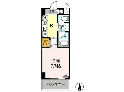 クリエール吉川(1K/2階)の間取り写真