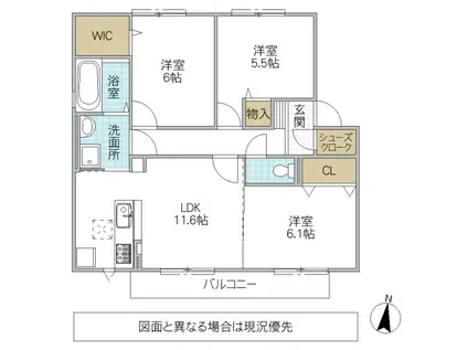 グランマーレMITO H(3LDK/2階)の間取り写真