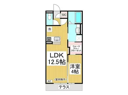 サンパティーク長野(1LDK/2階)の間取り写真