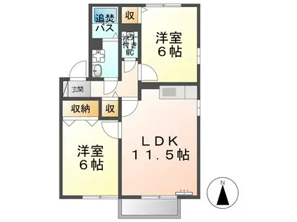 セジュールあやめA(2LDK/1階)の間取り写真
