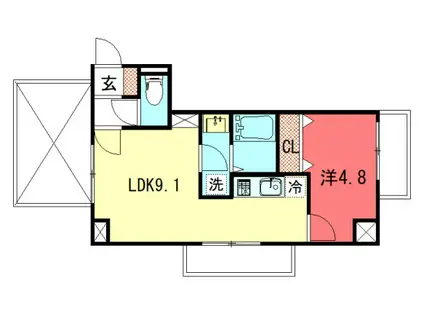 おーりとーりIV(1LDK/4階)の間取り写真