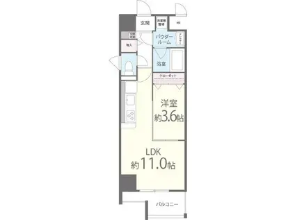 ポローニア立花通(1LDK/4階)の間取り写真
