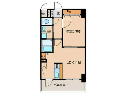 グランデ中村区役所(1LDK/3階)の間取り写真
