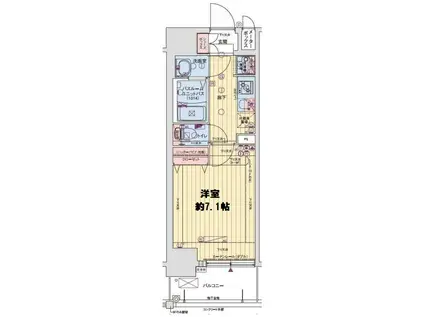 レオンヴァリエ大阪ベイシティ(1K/9階)の間取り写真