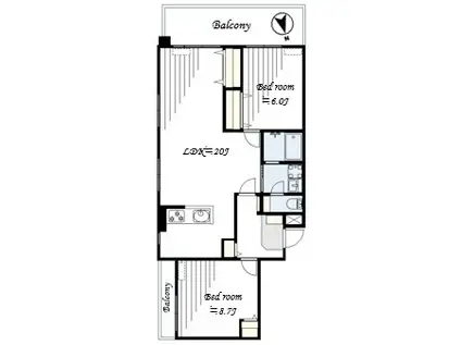 サナイマンション(2LDK/3階)の間取り写真