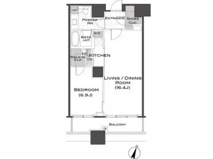 パークアクシス青山一丁目タワー(1LDK/12階)の間取り写真