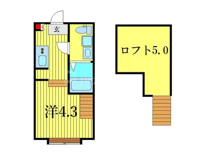 クレスト金町(1K/2階)の間取り写真