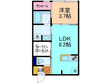 MALIE HALE(1LDK/1階)の間取り写真