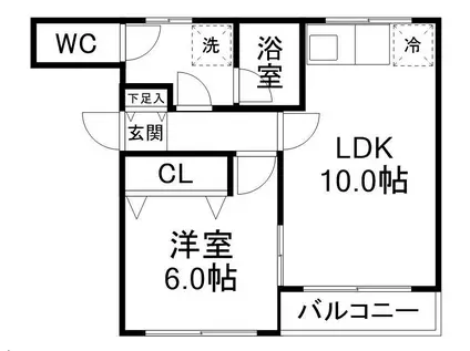 マルーム武者II(1LDK/4階)の間取り写真