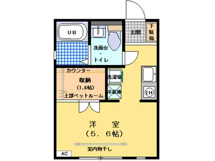 レクセルII(ワンルーム/1階)の間取り写真