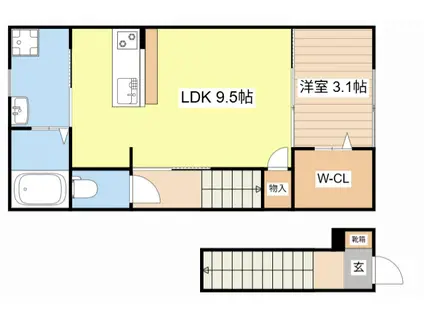 近江鉄道本線 ひこね芹川駅 徒歩26分 2階建 新築(1LDK/2階)の間取り写真