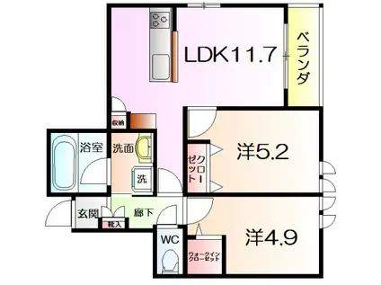 ひまわりメゾン(2LDK/2階)の間取り写真