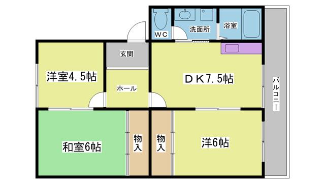 すずらん台コート(3DK/5階)の間取り写真
