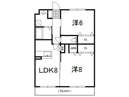 スカイヒルズ安城(2LDK/2階)の間取り写真