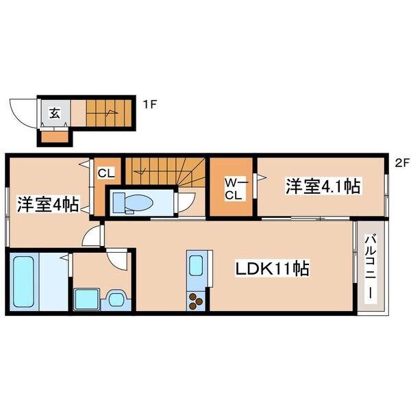 GRAN VILLAGE御着(2LDK/2階)の間取り写真