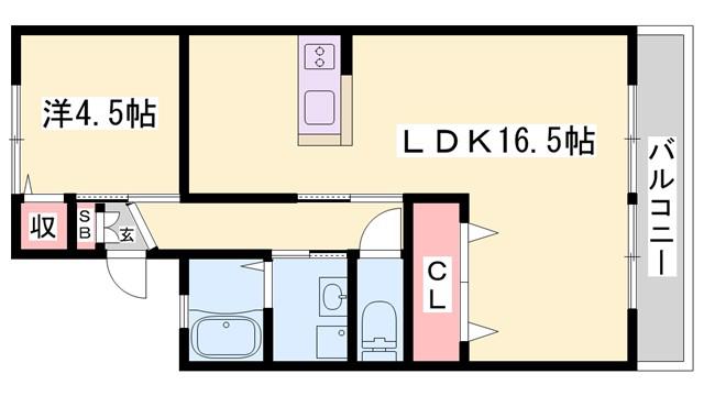 タデノハイツ(1LDK/1階)の間取り写真