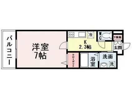   グレイスフル到津(1K/3階)の間取り写真