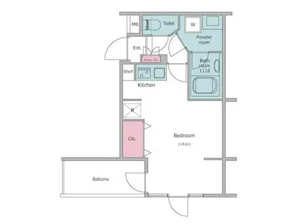レジディア世田谷若林(ワンルーム/2階)の間取り写真
