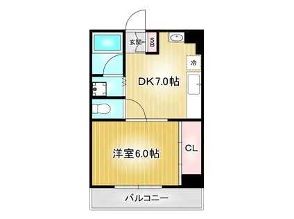 第2オーシャンビル(1DK/4階)の間取り写真