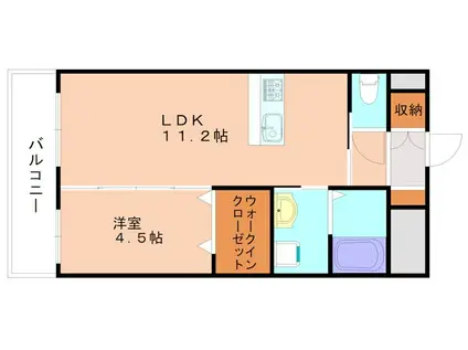 SK福津(1LDK/6階)の間取り写真