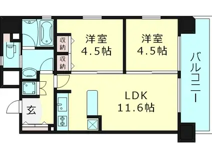 エステムコート京橋セレブIポーラスター(2LDK/9階)の間取り写真