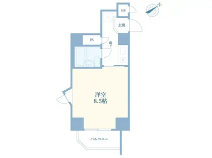  池尻大橋駅 神泉駅 広々8.5帖 最上階 即入居可 鉄筋(1K/12階)の間取り写真