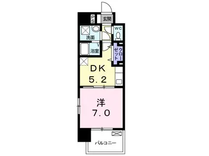 アムールガーデン陣原(1DK/2階)の間取り写真