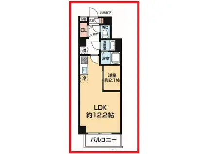 アルコバレーノ 大師前(1LDK/1階)の間取り写真