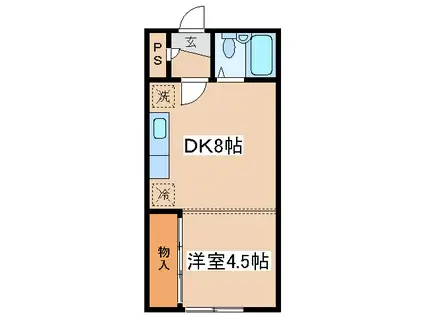 パークサイドマンション(1DK/2階)の間取り写真