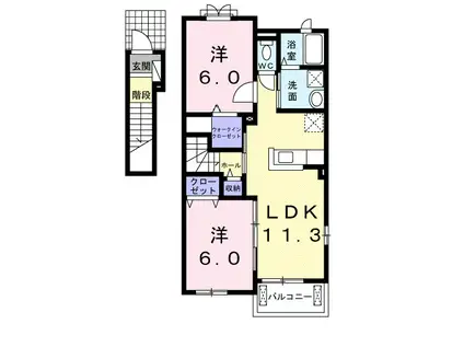 エテルノフェリーチェ・グレース(2LDK/2階)の間取り写真