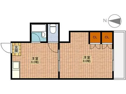 ル・クレアK(1DK/4階)の間取り写真