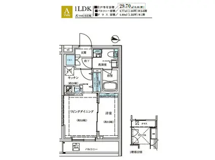 WEAVE BASE -OJI KAMIYA 王子神谷(1LDK/1階)の間取り写真
