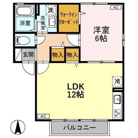 ヴィラ南雲AB(1LDK/2階)の間取り写真